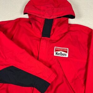 Vintage Marlboro Adventure Team Jacket Mens XL Red Hooded Parka Outdoor 90s